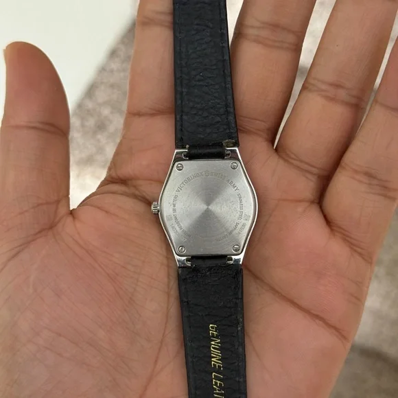 Victorinox Silver and Black Dial leather strap WomensWatch display picture 3